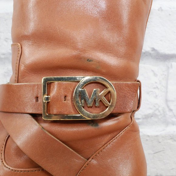 Michael Kors St15h Brown Zip-up Knee High Lined Leather Boots Size 6.5 M - Picture 4 of 13